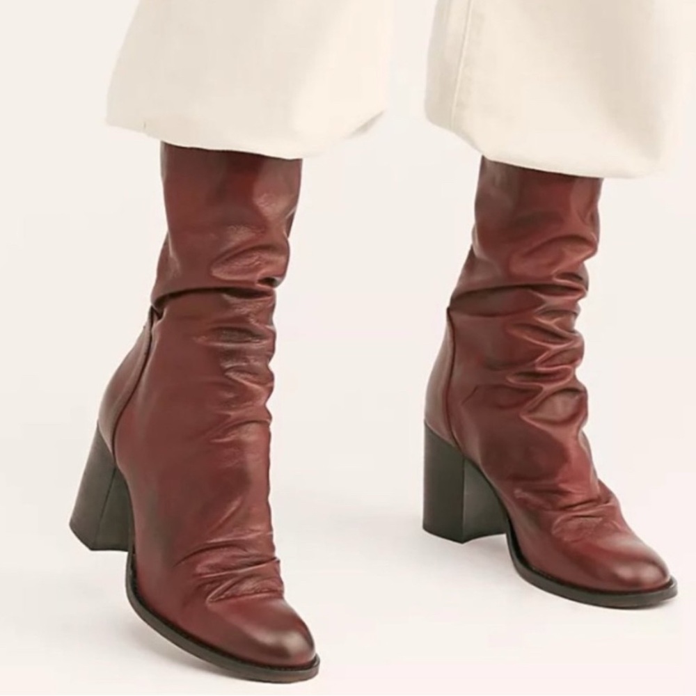 Free People Ella Leather Block Boots